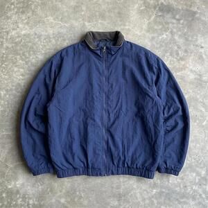 Vintage 90s Made in USA Navy Fleece Lined Windbreaker Jacket XL